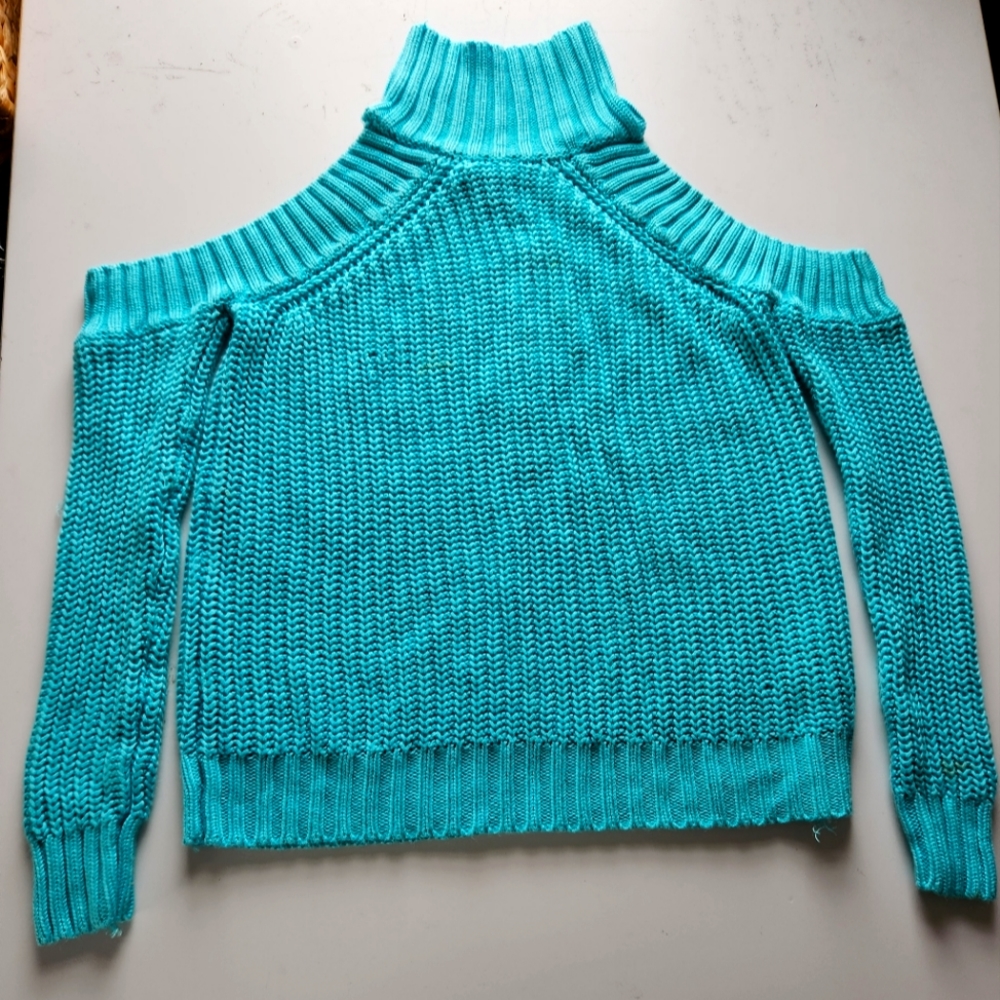 Turtleneck Cold Shoulder Knit Sweater